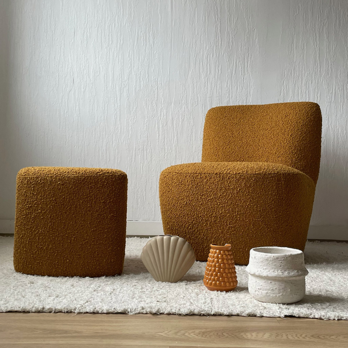 Taburet Tapitat Ocru|Tabureti Design Premium [2]