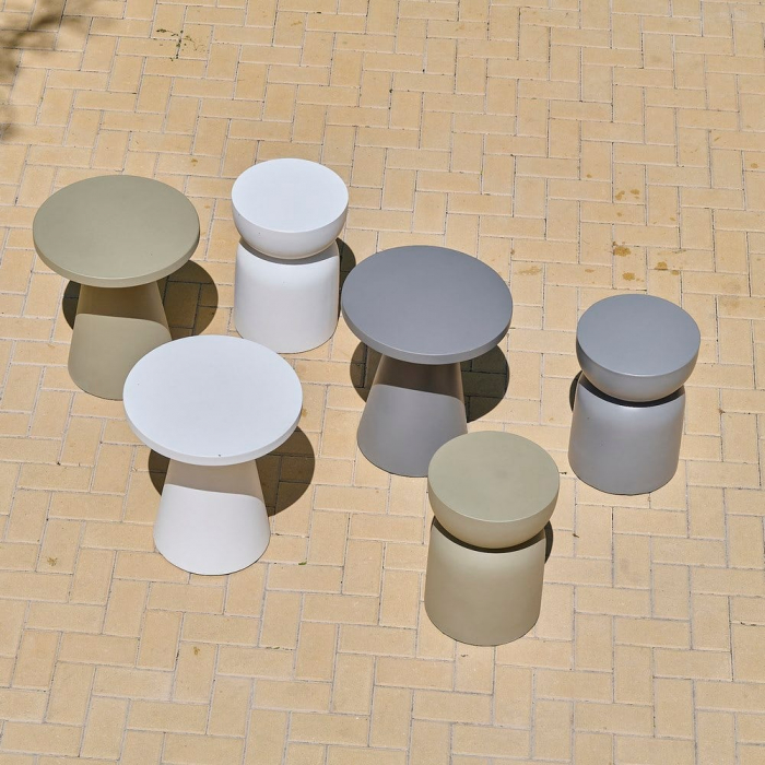 taburet Bacoli alb – ciment mat, formă rotundă, stil minimalist [4]