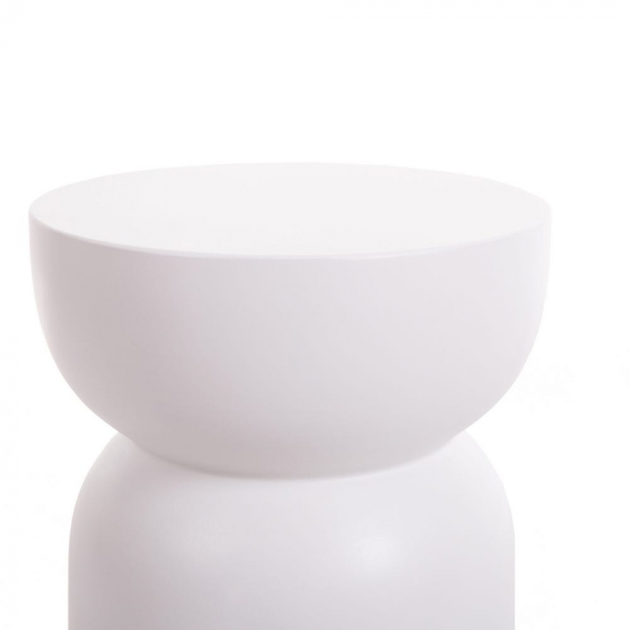 taburet Bacoli alb – ciment mat, formă rotundă, stil minimalist [2]