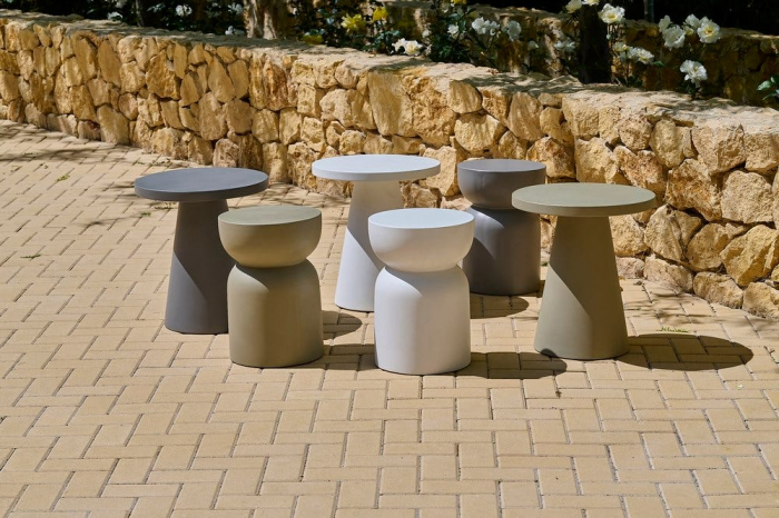 taburet Bacoli alb – ciment mat, formă rotundă, stil minimalist [7]