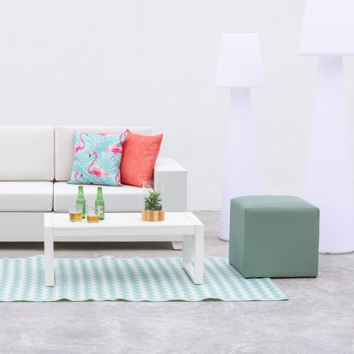 taburet IO – pastel verde, textil outdoor, formă cubică [3]
