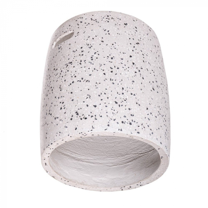 taburet terrazzo alb – cilindric, cu decupaj lateral, stil japandi [3]