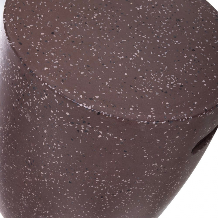 taburet terrazzo maro roșcat – cilindric, decor natural, stil boho [8]