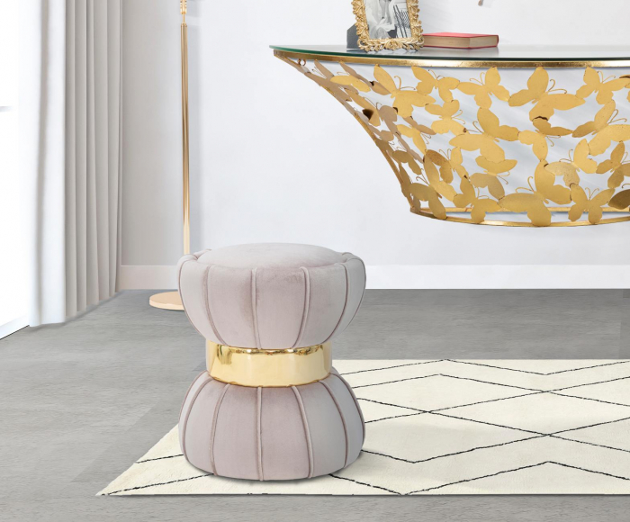 Taburet Floare,bej/auriu,catifea - creativdeco.ro [2]