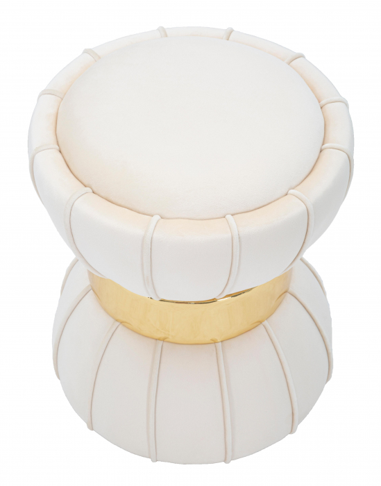 Taburet Floare, crem/auriu, catifea - CreativDeco.ro [3]