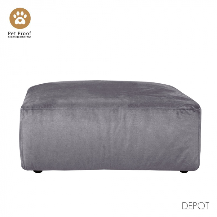 Taburet gri Box din material textil rezistent și design cubic [1]