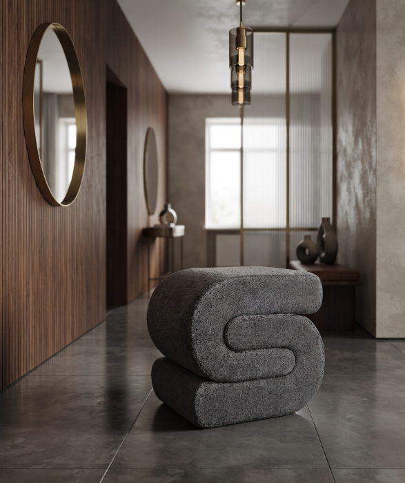 Taburet modern gri deschis ondulat Bagel [2]
