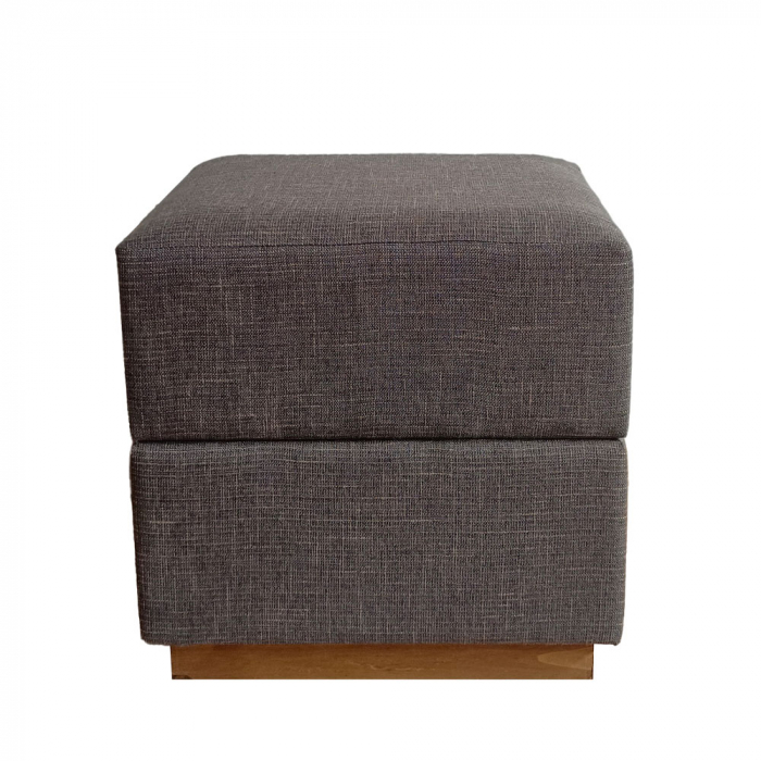 Taburet gri închis cubic cu bază lemn natural Block [2]