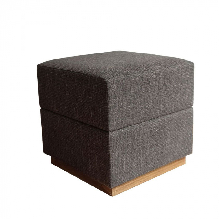 Taburet gri închis cubic cu bază lemn natural Block [1]