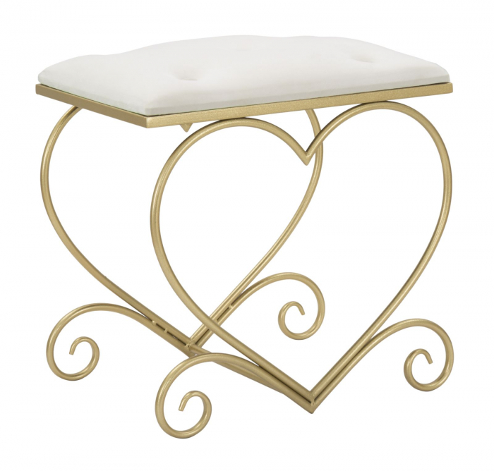 Taburet Heart, metal/catifea, auriu/crem [1]