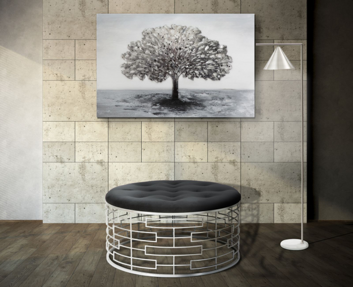 Taburet Ice, catifea metal, negru argintiu [5]