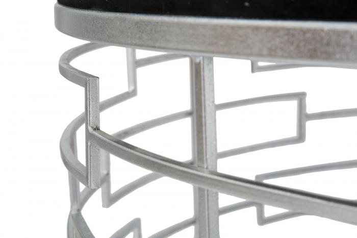 Taburet Ice, catifea metal, negru argintiu [7]