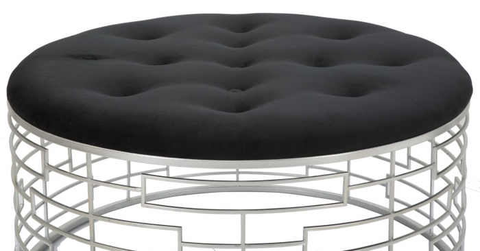 Taburet Ice, catifea metal, negru argintiu [2]