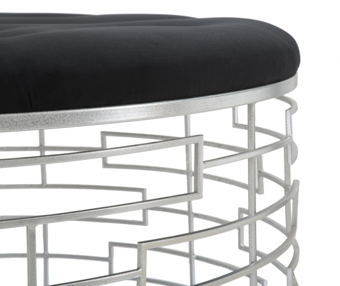 Taburet Ice, catifea metal, negru argintiu [9]