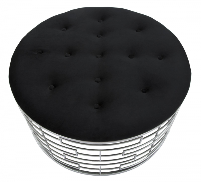 Taburet Ice, catifea metal, negru argintiu [4]
