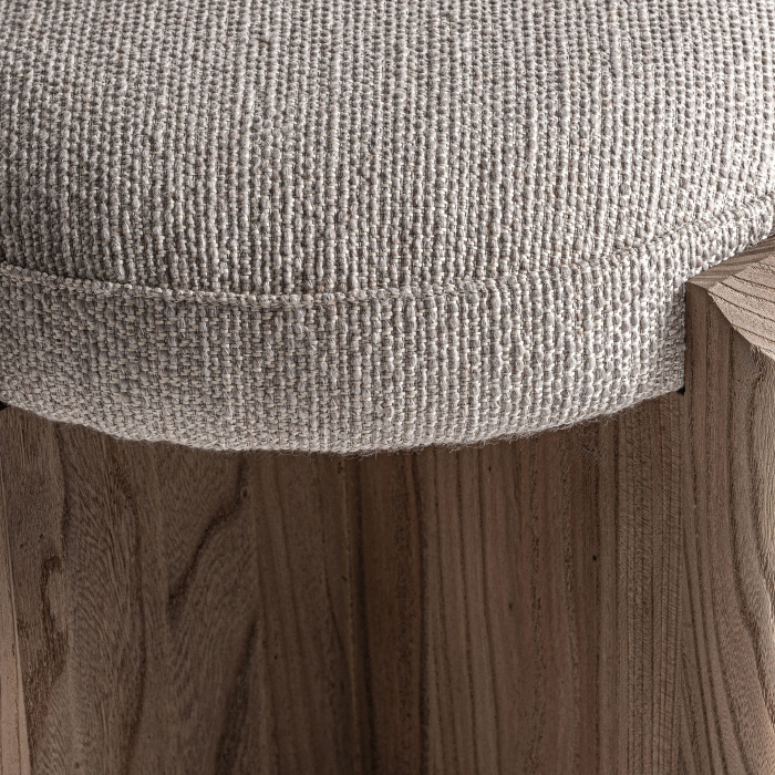 Taburet jos tapitat din lemn de ulm cu volum sculptural Jacquard [5]