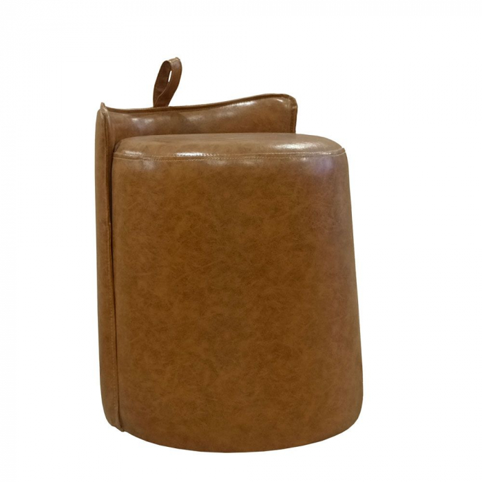 Taburet rustic maro coniac cu mâner textil – model Horse [1]