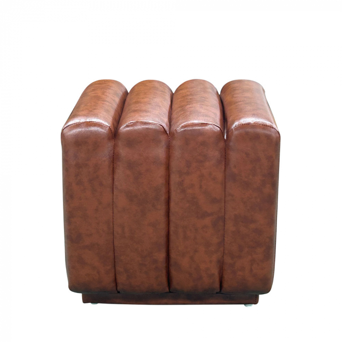 Taburet vintage maro cubic Toaster cu aspect piele [2]