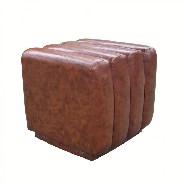 Taburet vintage maro cubic Toaster cu aspect piele [1]