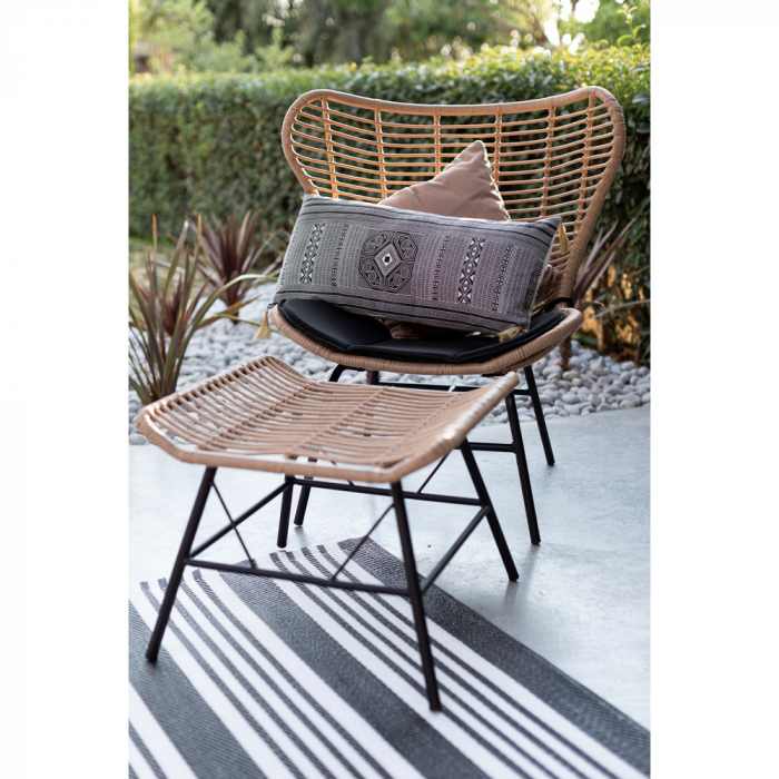 Taburet natural negru Butterfly din metal și rattan sintetic [3]