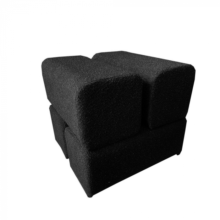 Taburet negru Cheval cu design modern și tapițerie boucle [1]