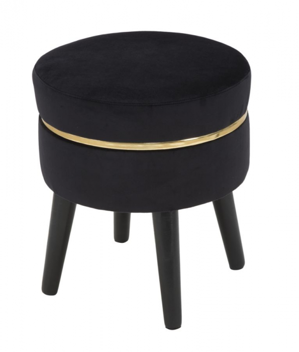 Taburet Paris, catifea/lemn, negru/auriu [2]