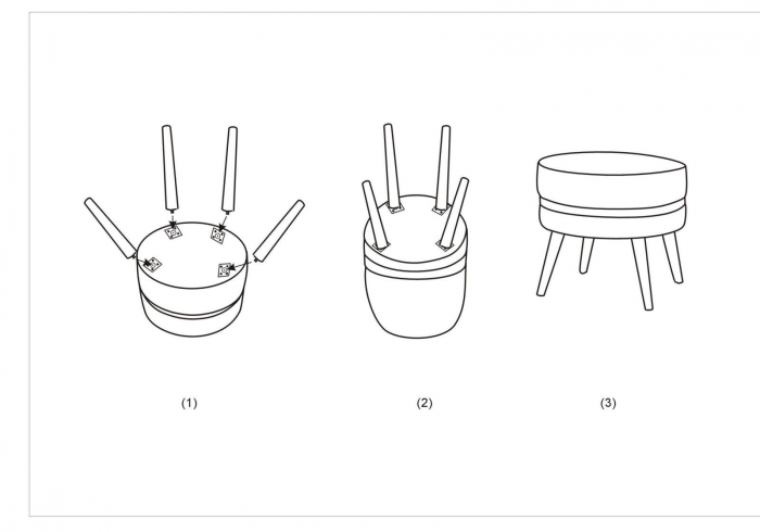 Taburet elegant gri cu argintiu Paris - creativdeco [4]