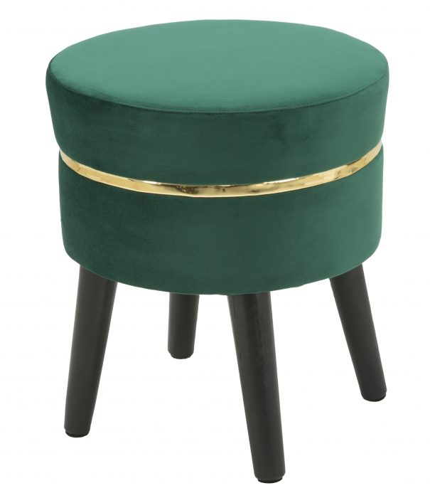 Taburet Paris, stofa/lemn, verde/negru/auriu [4]