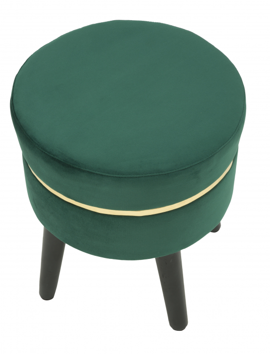 Taburet Paris, stofa/lemn, verde/negru/auriu [5]