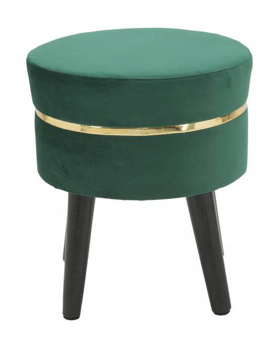 Taburet Paris, stofa/lemn, verde/negru/auriu [3]