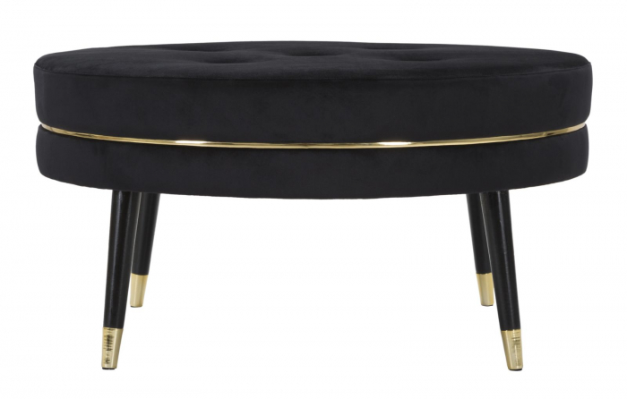 Taburet Paris XXL, negru/auriu, catifea/lemn, [3]