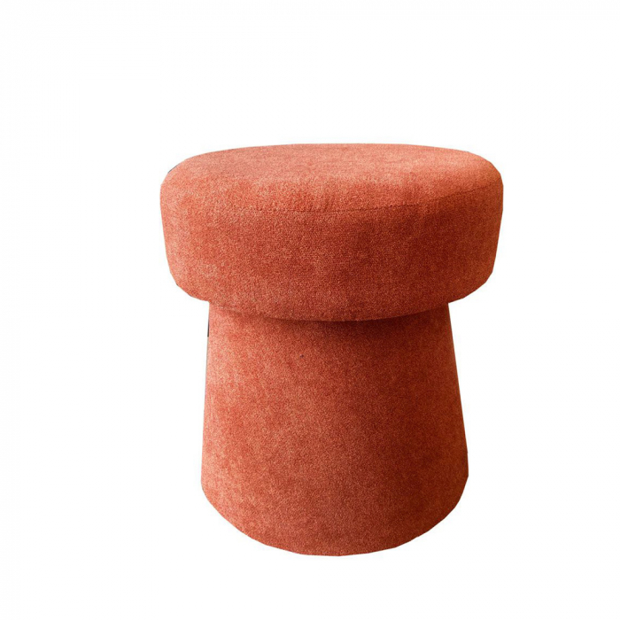 Taburet portocaliu Corcho cu tapițerie chenille și formă rotundă [1]