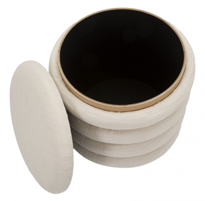 Taburet Puff cu depozitare Damasco, textil/lemn, bej/natural, Mauro Ferretti [5]