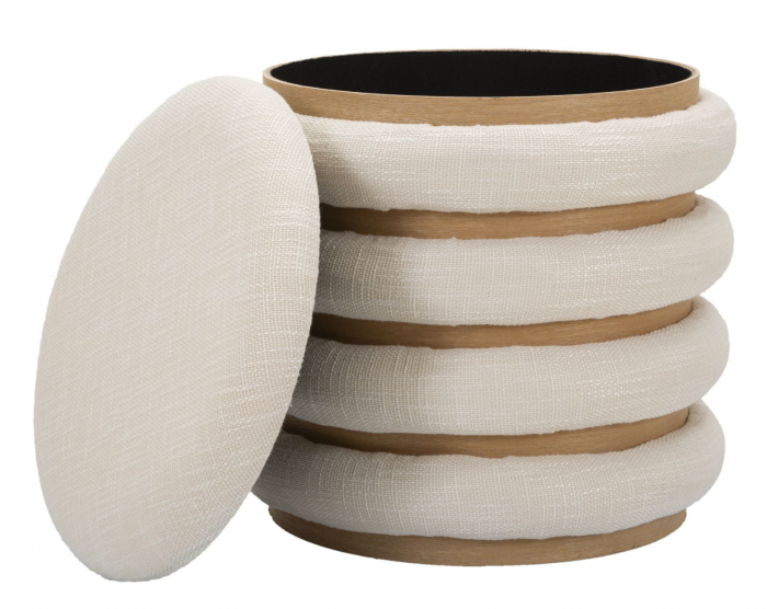 Taburet Puff cu depozitare Damasco, textil/lemn, bej/natural, Mauro Ferretti [4]