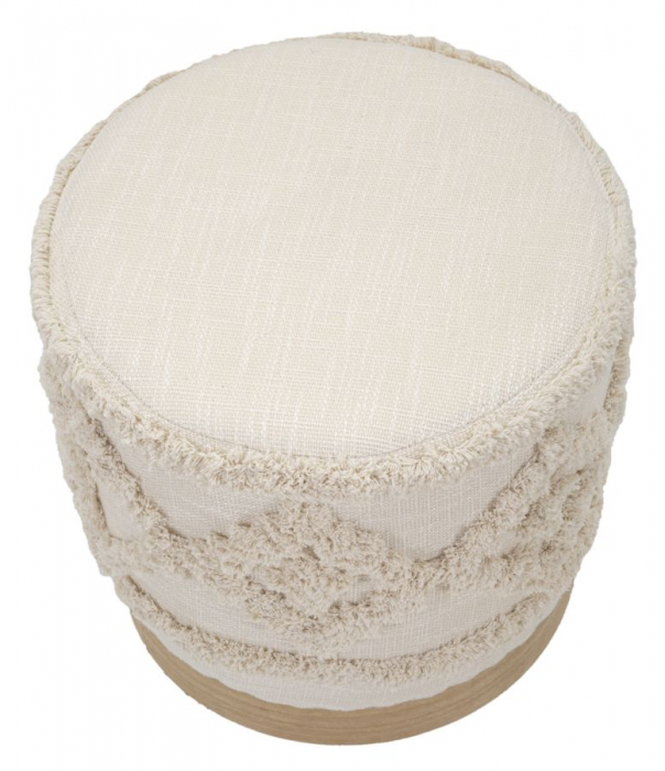 Taburet Puff Damasco, textil/lemn, bej/natural, Mauro Ferretti [2]