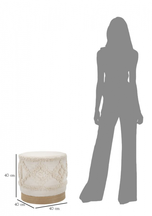 Taburet Puff Damasco, textil/lemn, bej/natural, Mauro Ferretti [6]