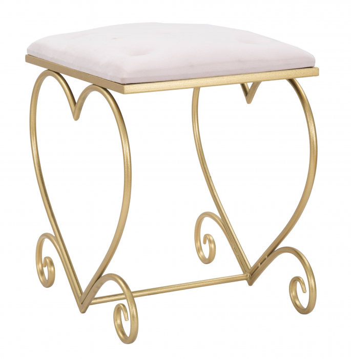 Taburet Rosa catifea/fier, roz/auriu - creativdeco.ro [6]