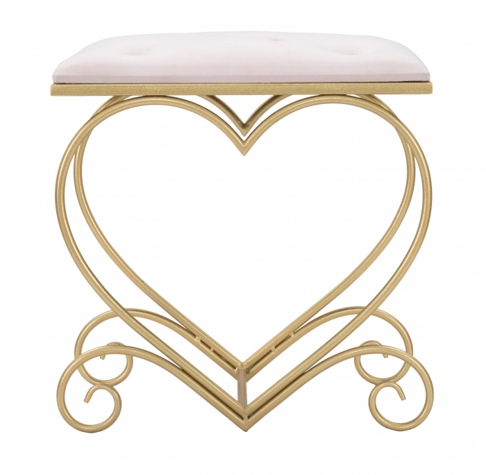 Taburet Rosa catifea/fier, roz/auriu - creativdeco.ro [7]
