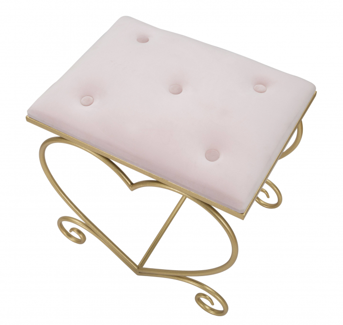 Taburet Rosa catifea/fier, roz/auriu - creativdeco.ro [5]