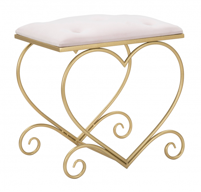Taburet Rosa catifea/fier, roz/auriu - creativdeco.ro [1]