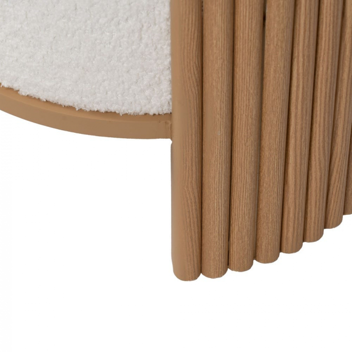 Taburet rotund alb cu bază MDF natur – design japandi [8]