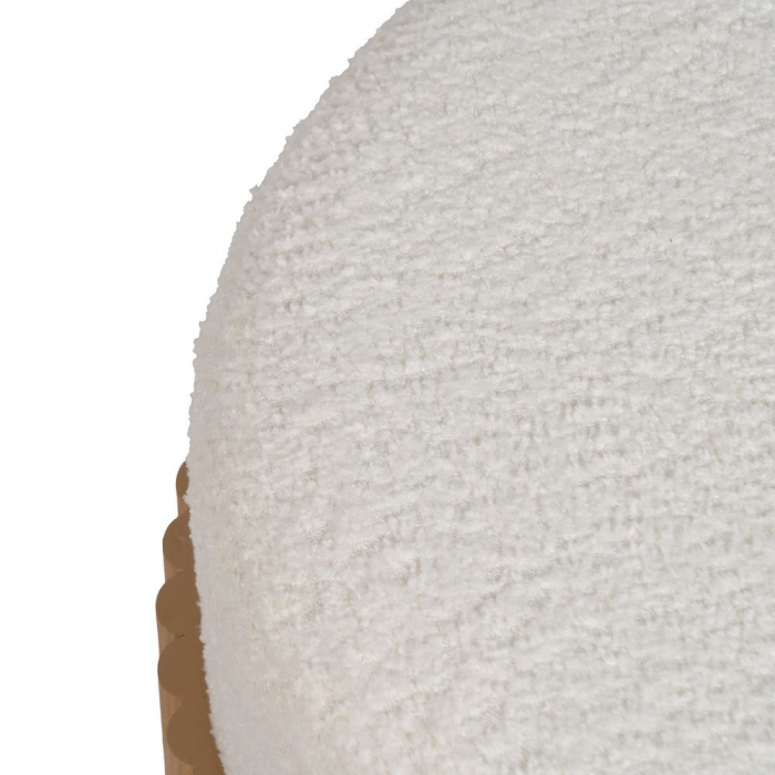 Taburet rotund alb cu bază MDF natur – design japandi [4]