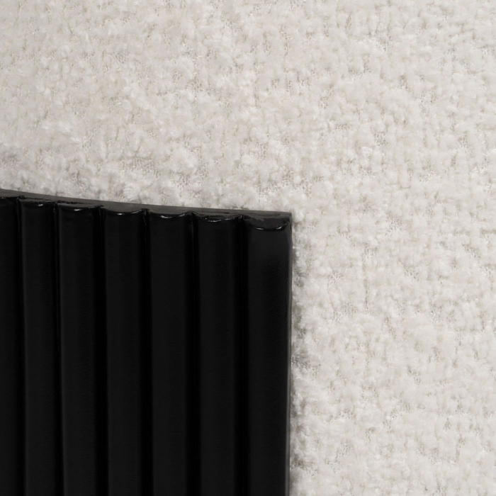 Taburet rotund alb chenille – bază MDF neagră sculpturală [5]