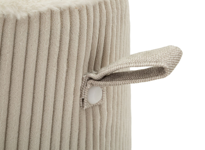 Taburet rotund conic tapițat alb cu textură plisată design modern [4]