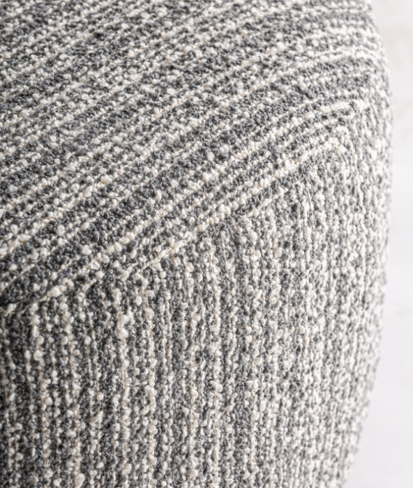 Taburet rotund BUBU din poliester gri cu efect marmorant [2]