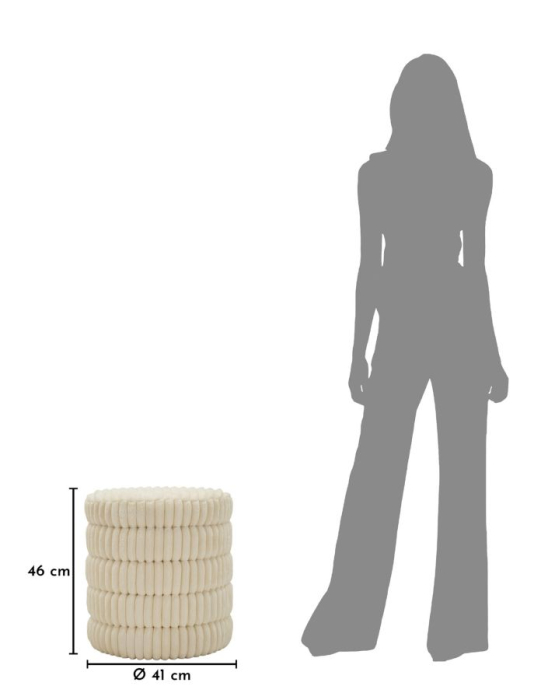Taburet rotund tapițat alb cu design texturat în straturi design modern [6]
