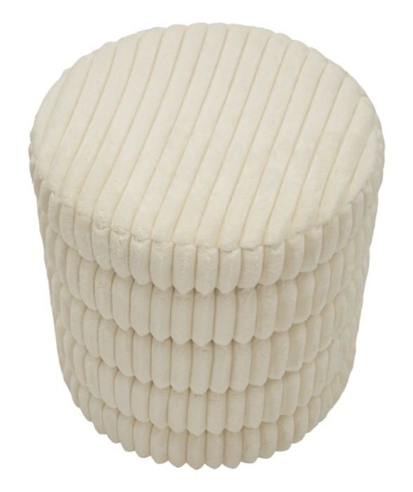 Taburet rotund tapițat alb cu design texturat în straturi design modern [2]