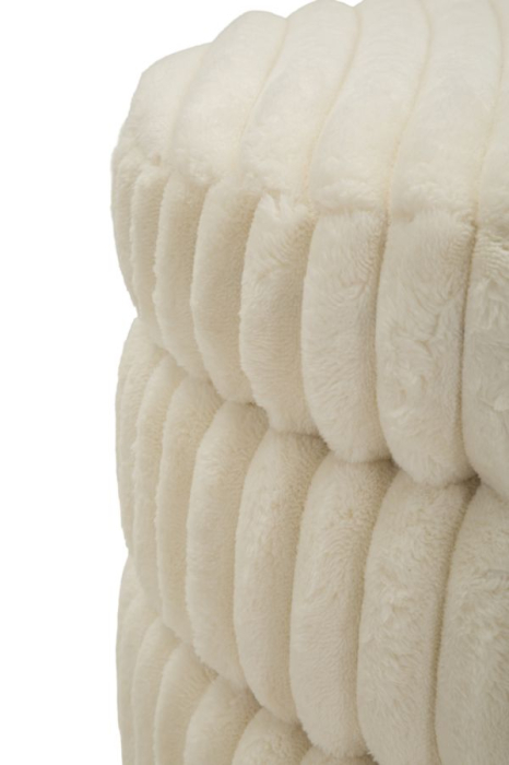 Taburet rotund tapițat alb cu design texturat în straturi design modern [3]