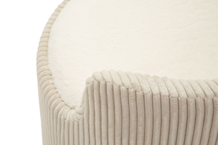 Taburet rotund tapițat alb cu spătar mic și spațiu de depozitare design modern [6]