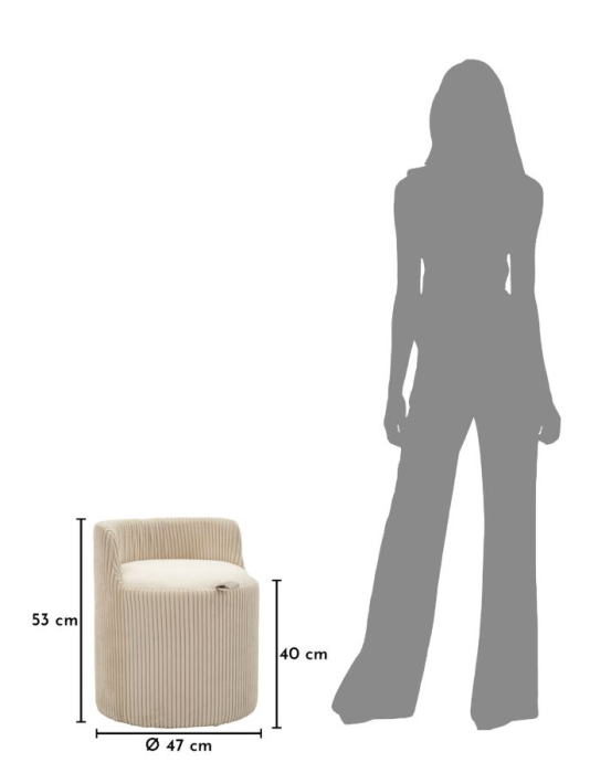 Taburet rotund tapițat alb cu spătar mic și spațiu de depozitare design modern [12]